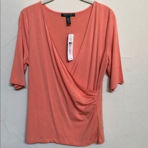 NWT Lauren Ralph Lauren peach wrap top